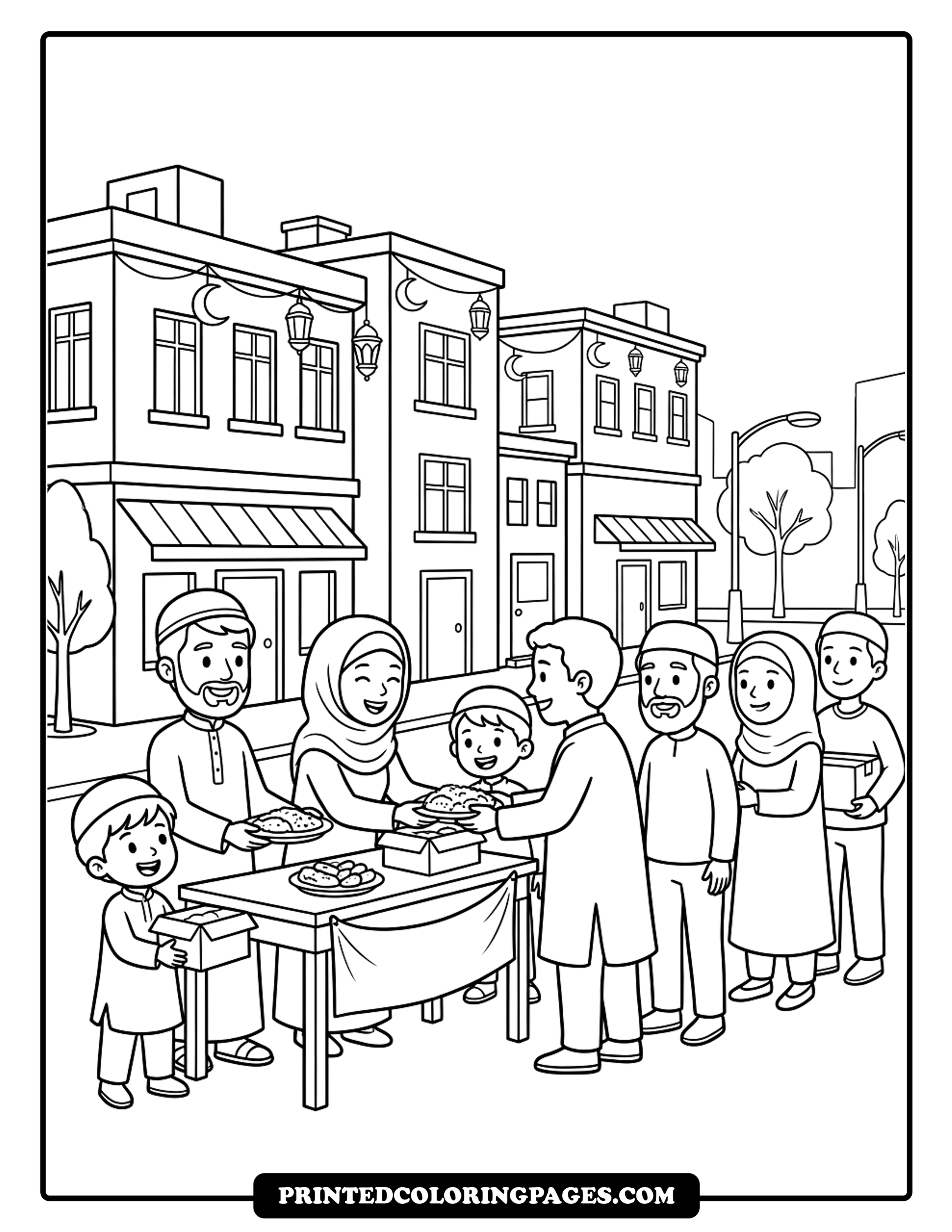 Community Food Sharing Celebration | PrintedColoringPages.com